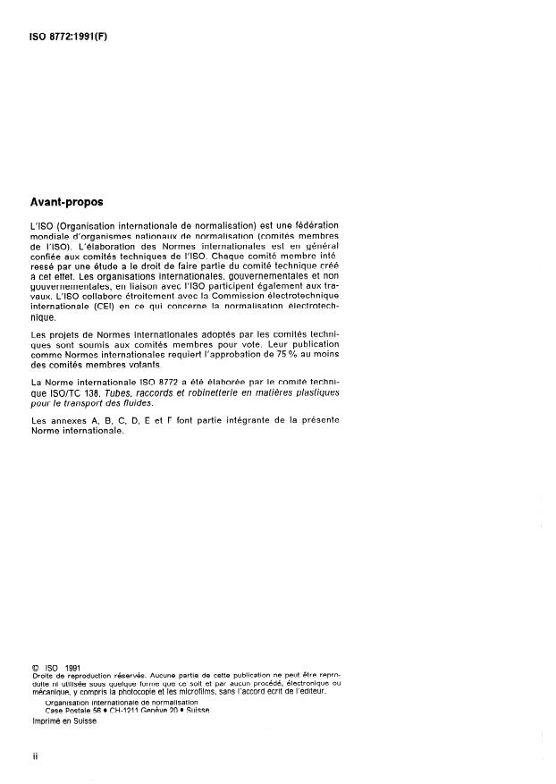 ISO 8772:1991 ISO 8772:1991 - Tubes et raccords en polyéthylene haute densité (PE-HD) pour les systemes d'assainissement enterrés et les égouts souterrains -- Spécifications - Page 2 preview
