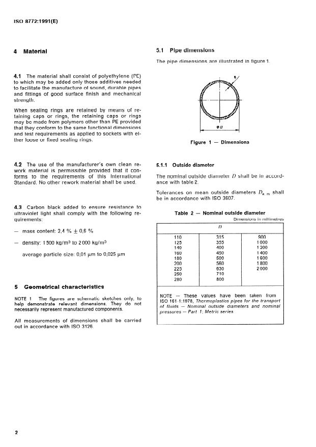 ISO 8772:1991 ISO 8772:1991 - High-density polyethylene (PE-HD) pipes and fittings for buried drainage and sewerage systems -- Specifications - Page 4 preview