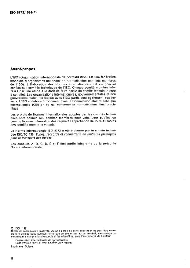 ISO 8772:1991 ISO 8772:1991 - Tubes et raccords en polyéthylene haute densité (PE-HD) pour les systemes d'assainissement enterrés et les égouts souterrains -- Spécifications - Page 2 preview
