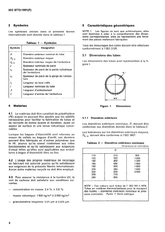 ISO 8772:1991 ISO 8772:1991 - Tubes et raccords en polyéthylene haute densité (PE-HD) pour les systemes d'assainissement enterrés et les égouts souterrains -- Spécifications - Page 4 preview