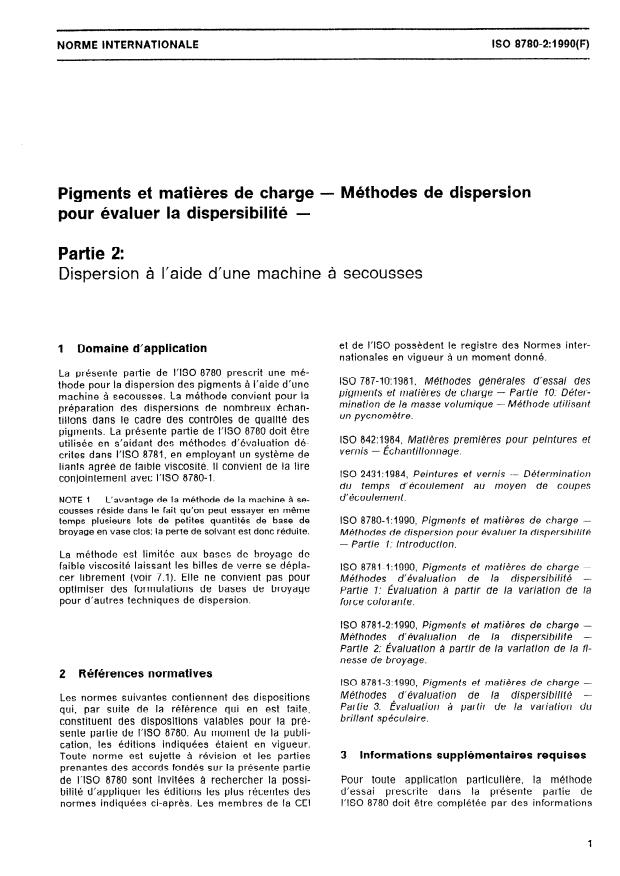 ISO 8780-2:1990 - Pigments et matieres de charge -- Méthodes de dispersion pour évaluer la dispersibilité