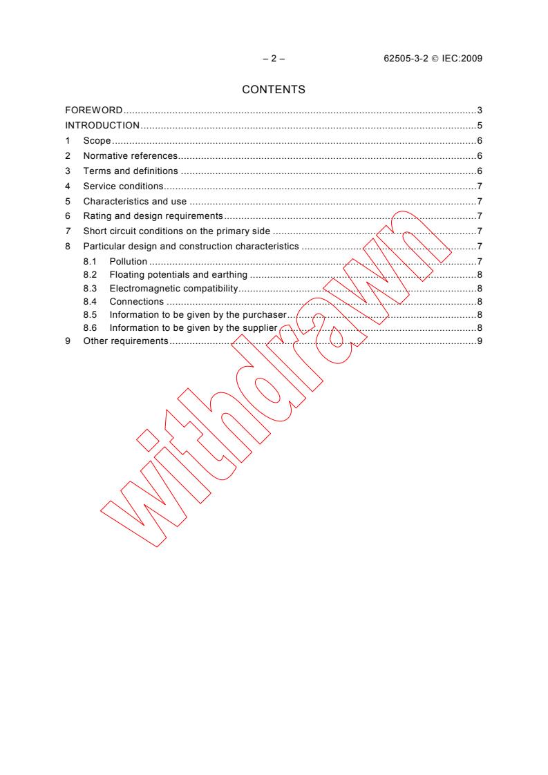 IEC 62505-3-2:2009 IEC 62505-3-2:2009 - Railway applications - Fixed installations - Particular requirements for a.c. switchgear - Part 3-2: Measurement, control and protection devices for specific use in a.c. traction systems - Single-phase current transformers
Released:3/10/2009 - Page 4 preview