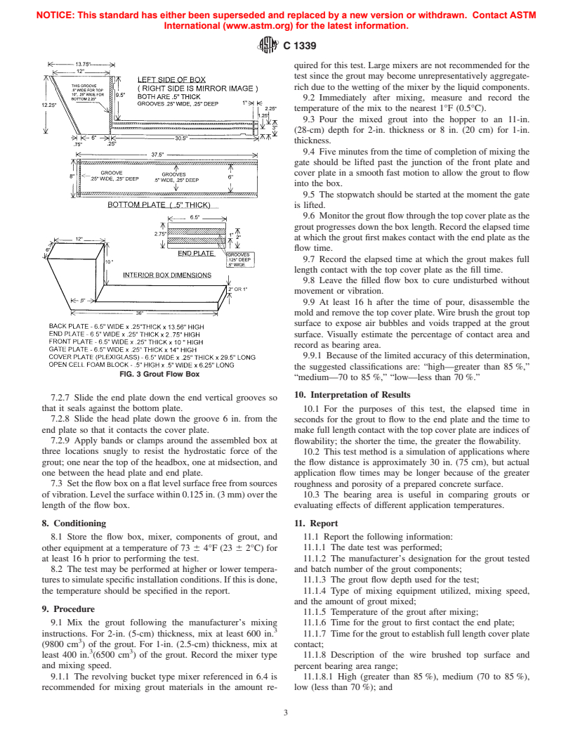 ASTM C1339-02 - Standard Test Method for Flowability and Bearing Area of Chemical-Resistant Polymer Machinery Grouts