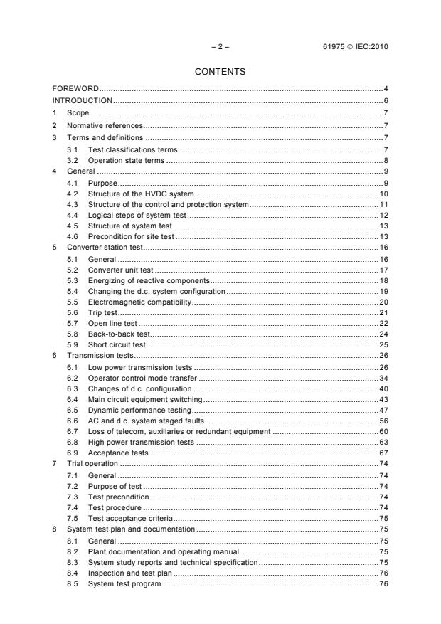 IEC 61975:2010 IEC 61975:2010 - High-voltage direct current (HVDC) installations - System tests - Page 4 preview