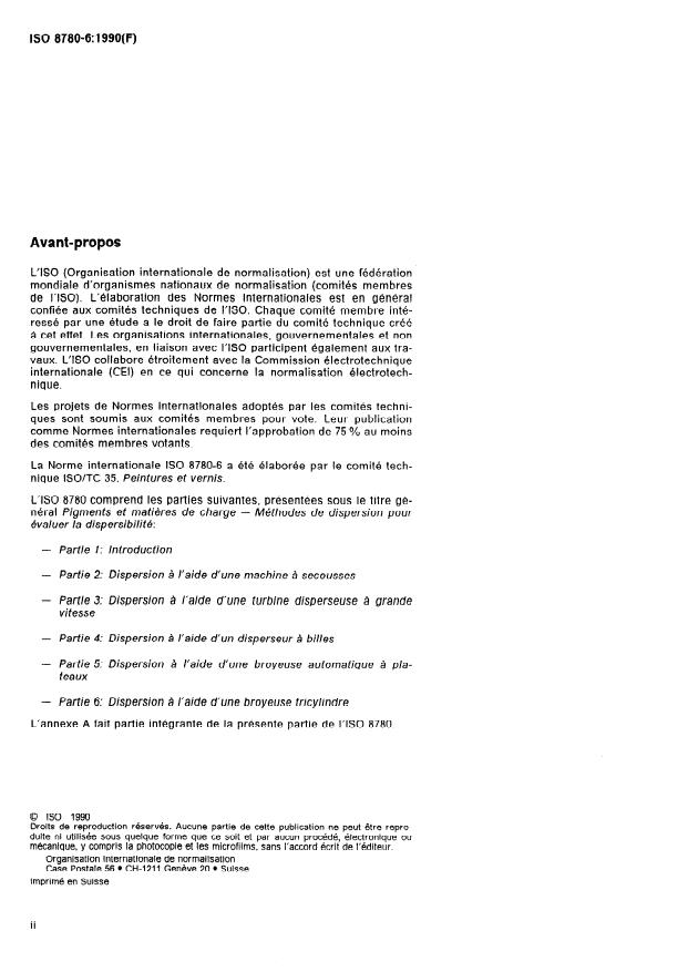 ISO 8780-6:1990 ISO 8780-6:1990 - Pigments et matieres de charge -- Méthodes de dispersion pour évaluer la dispersibilité - Page 2 preview