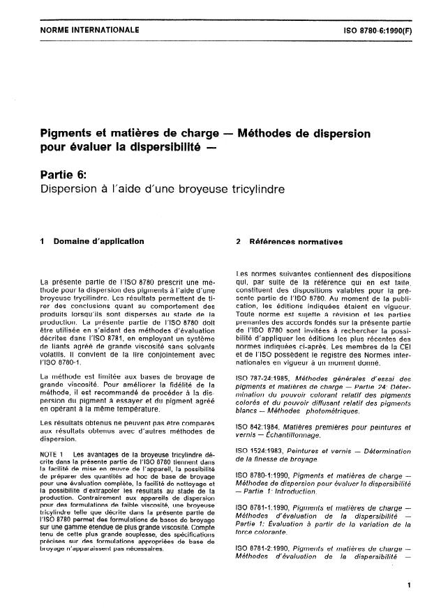 ISO 8780-6:1990 ISO 8780-6:1990 - Pigments et matieres de charge -- Méthodes de dispersion pour évaluer la dispersibilité - Page 3 preview