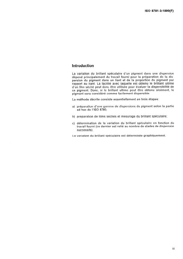 ISO 8781-3:1990 ISO 8781-3:1990 - Pigments et matieres de charge -- Méthodes d'évaluation de la dispersibilité - Page 3 preview