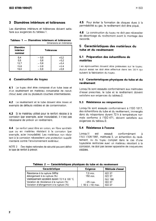 ISO 8789:1994 ISO 8789:1994 - Tuyaux et flexibles en caoutchouc pour circulation de gaz de pétrole liquéfié dans les véhicules a moteur -- Spécifications - Page 4 preview