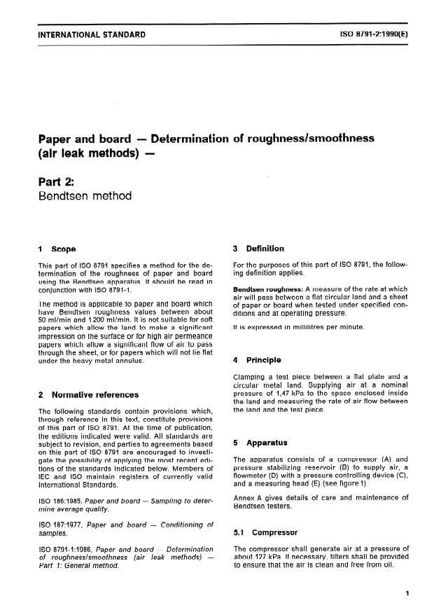 ISO 8791-2:1990 - Paper and board -- Determination of roughness/smoothness (air leak methods)