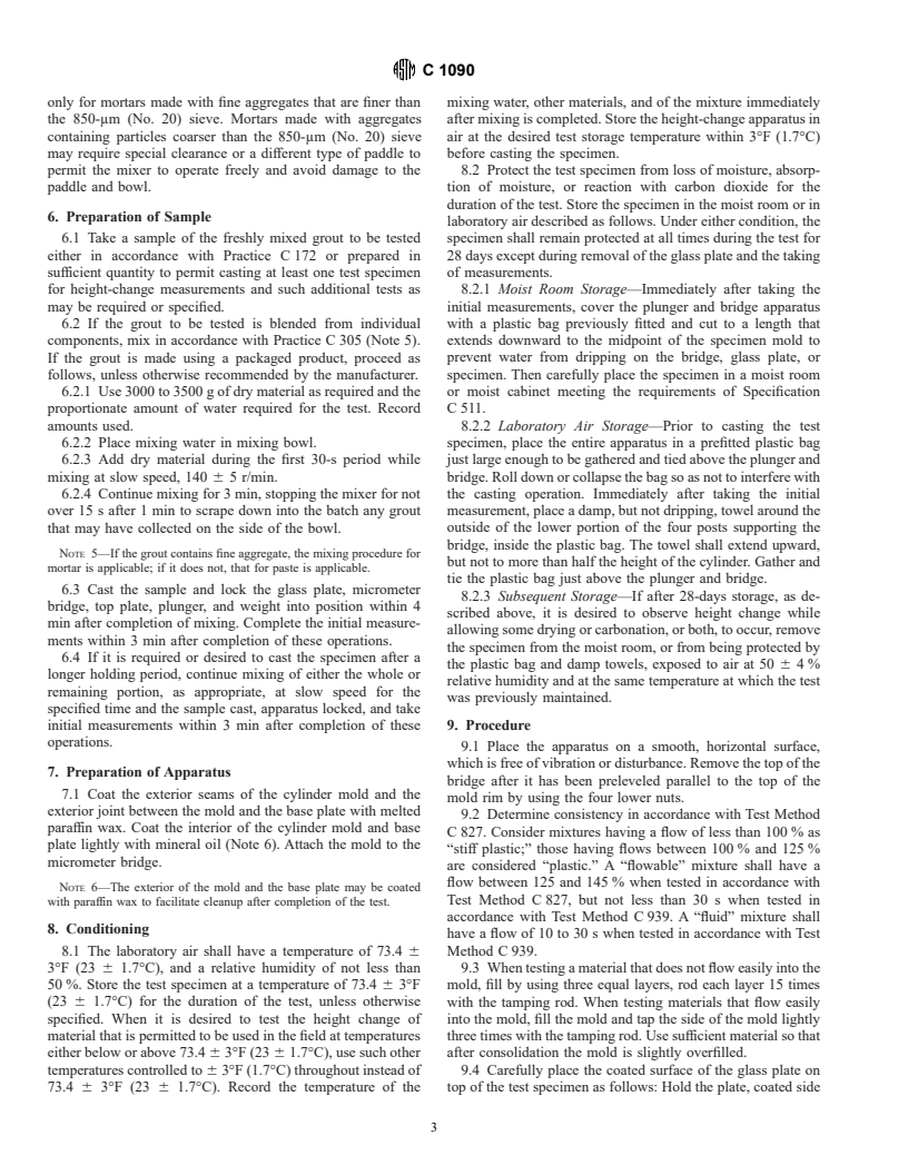 ASTM C1090-96 - Standard Test Method for Measuring Changes in Height of Cylindrical Specimens from Hydraulic-Cement Grout