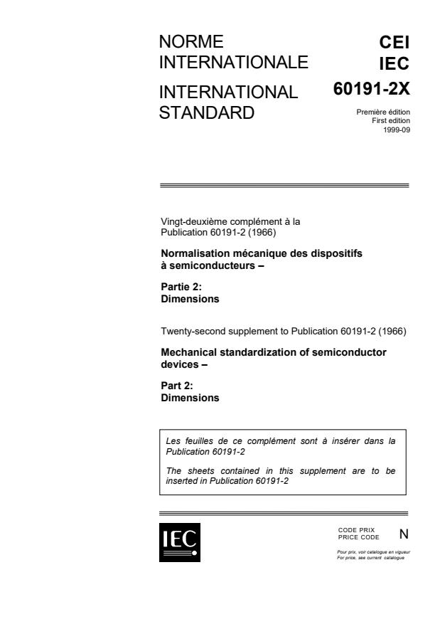 IEC 60191-2X:1999 - Mechanical standardization of semiconductor devices - Part 2: Dimensions