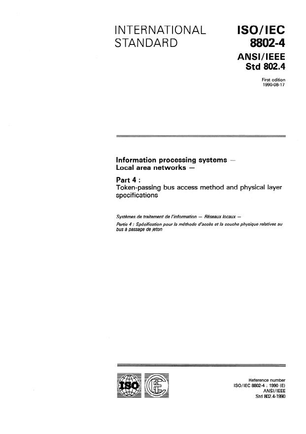 ISO/IEC 8802-4:1990 - Information processing systems -- Local area networks