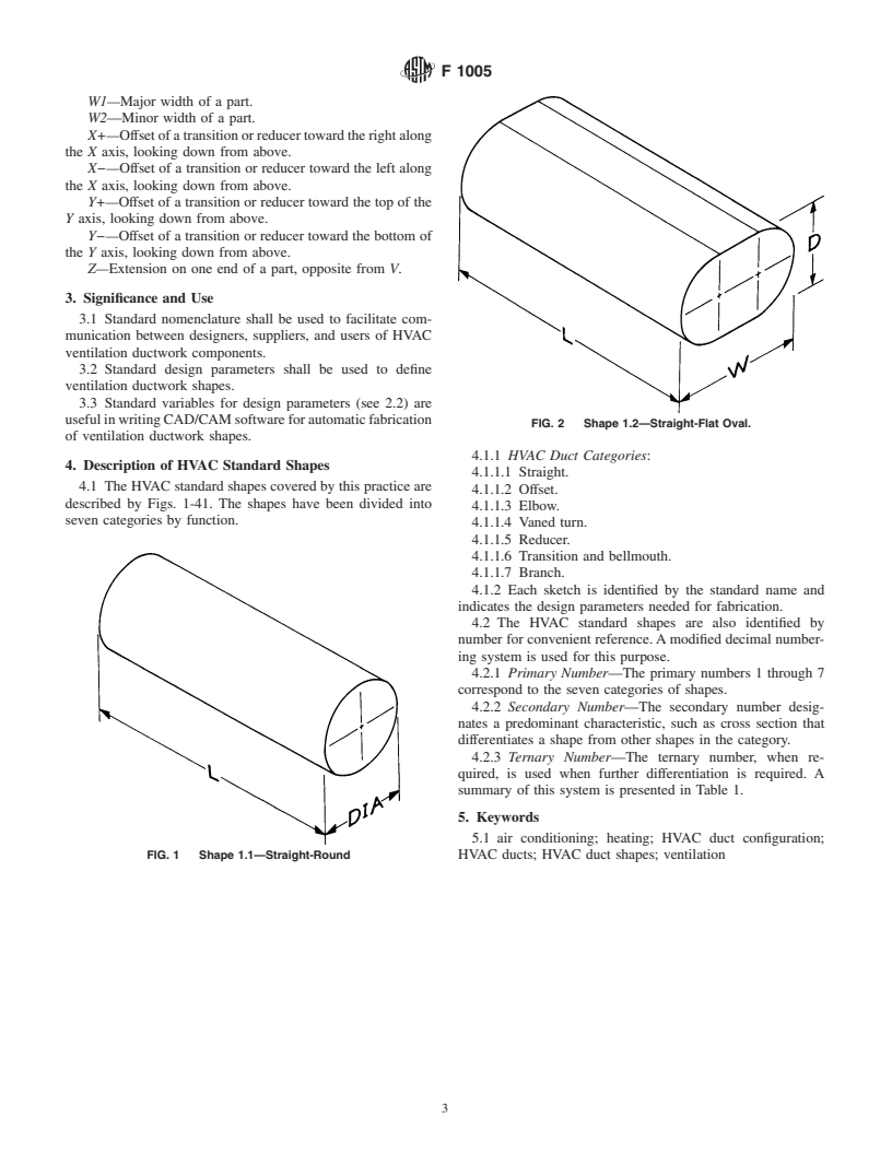 ASTM F1005-91(2002) - Standard Practice for HVAC Duct Shapes; Identification and Description of Design Configuration