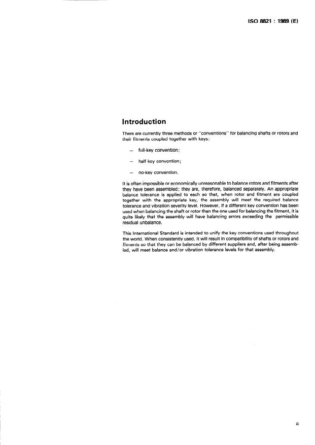 ISO 8821:1989 - Mechanical vibration -- Balancing -- Shaft and fitment key convention