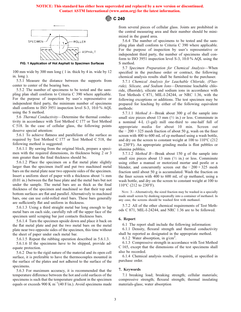 ASTM C240-97 - Standard Test Methods of Testing Cellular Glass Insulation Block