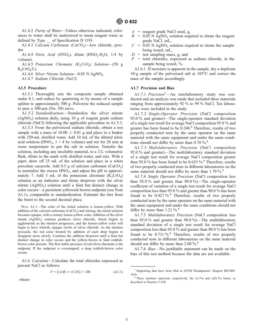 ASTM D632-00 - Standard Specification for Sodium Chloride