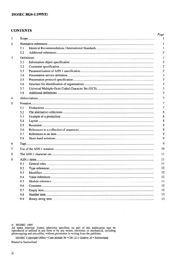 ISO/IEC 8824-1:1995 ISO/IEC 8824-1:1995 - Information technology -- Abstract Syntax Notation One (ASN.1): Specification of basic notation - Page 2 preview