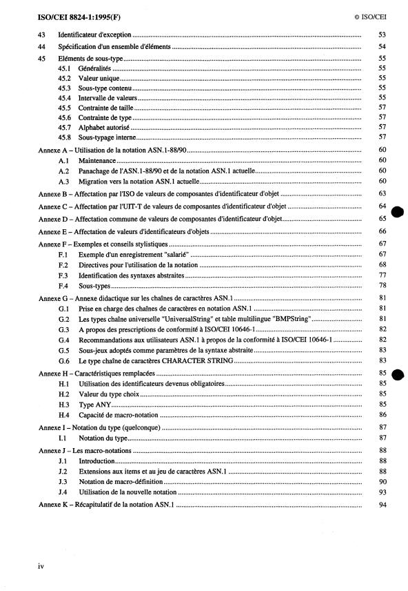 ISO/IEC 8824-1:1995 ISO/IEC 8824-1:1995 - Technologies de l'information -- Notation de syntaxe abstraite numéro un (ASN.1): Spécification de la notation de base - Page 4 preview