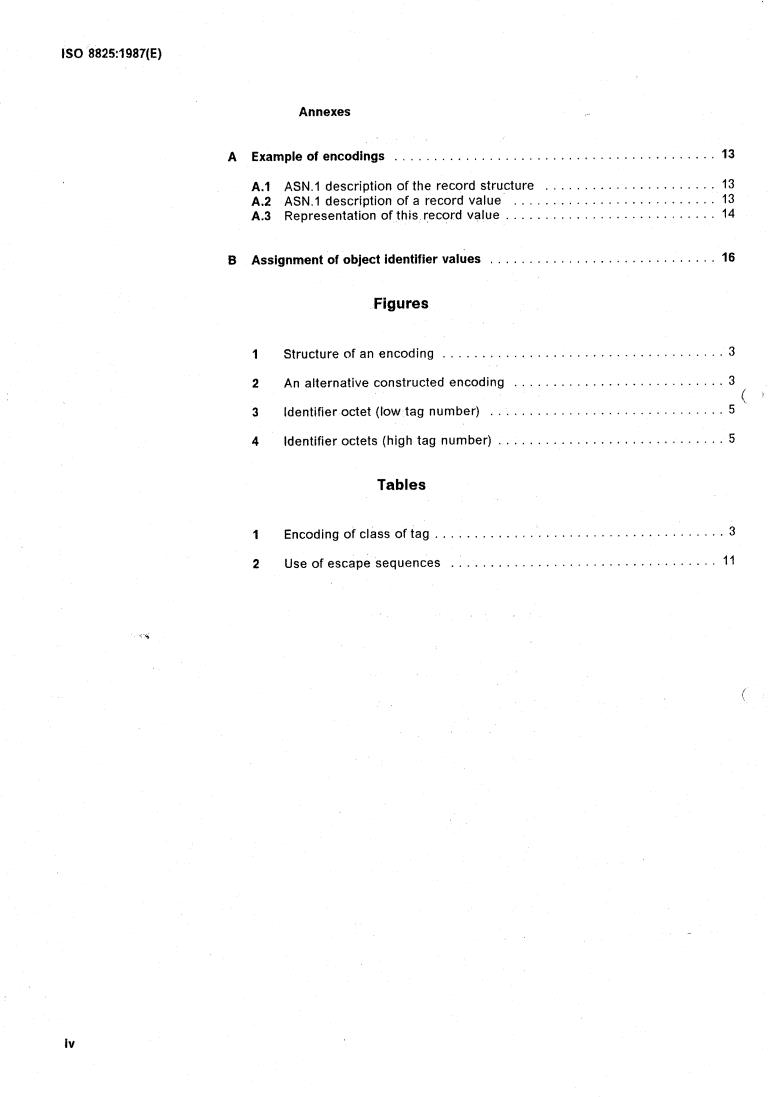 ISO 8825:1987 ISO 8825:1987 - Information processing systems — Open Systems Interconnection — Specification of Basic Encoding Rules for Abstract Syntax Notation ONE (ASN.1)
Released:10/29/1987 - Page 4 preview