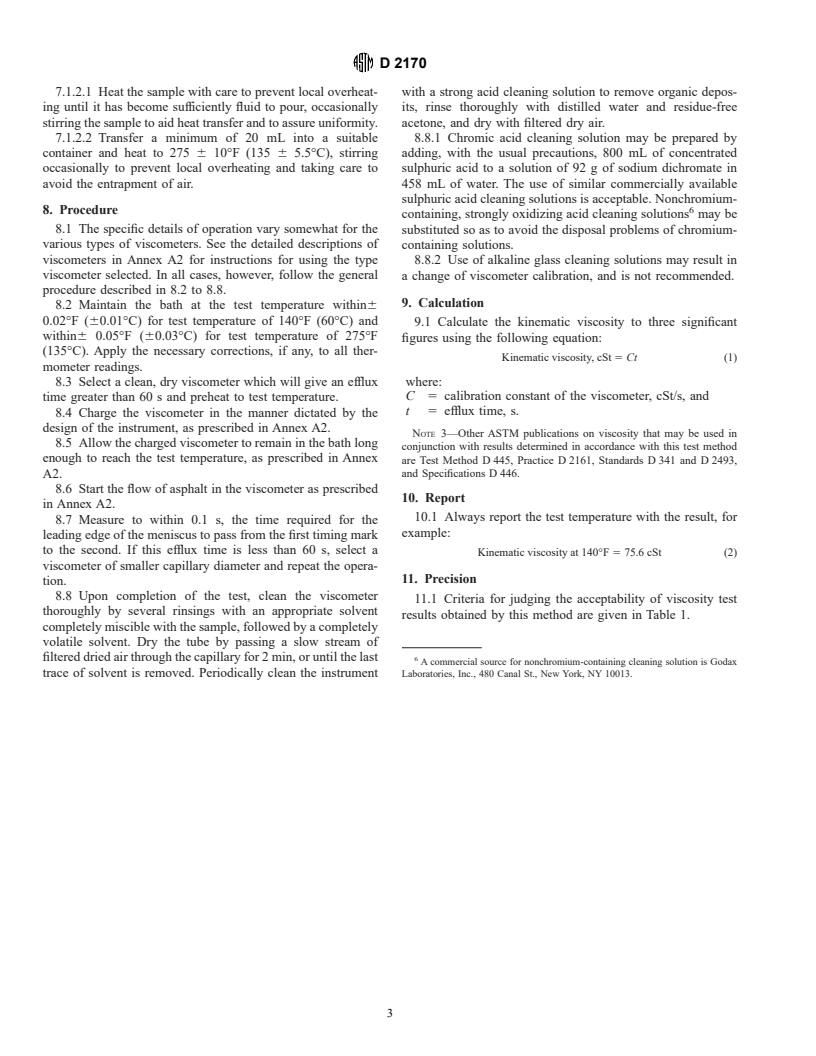 ASTM D2170-95 - Standard Test Method for Kinematic Viscosity of Asphalts (Bitumens)