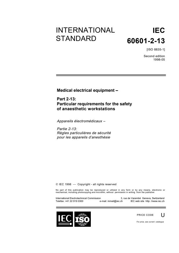 IEC 60601-2-13:1998 - Medical electrical equipment