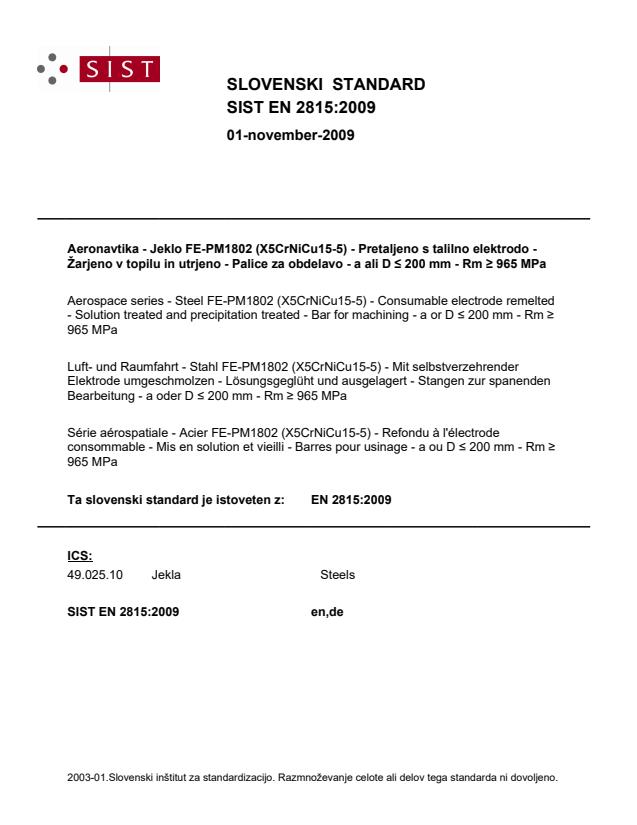 EN 2815:2009