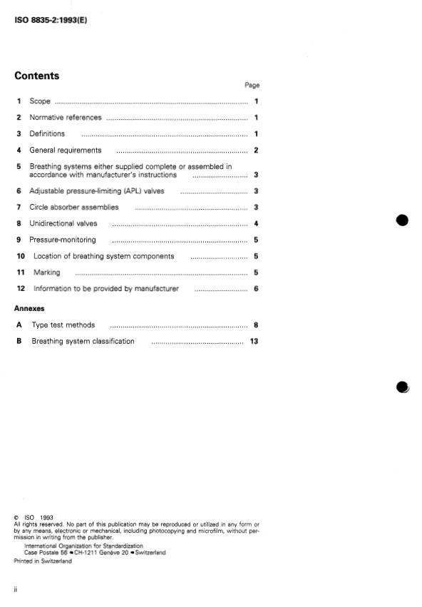 ISO 8835-2:1993 ISO 8835-2:1993 - Inhalational anaesthesia systems - Page 2 preview