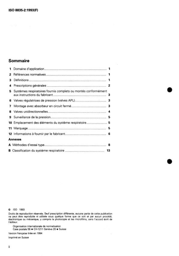 ISO 8835-2:1993 ISO 8835-2:1993 - Systemes d'anesthésie par inhalation - Page 2 preview