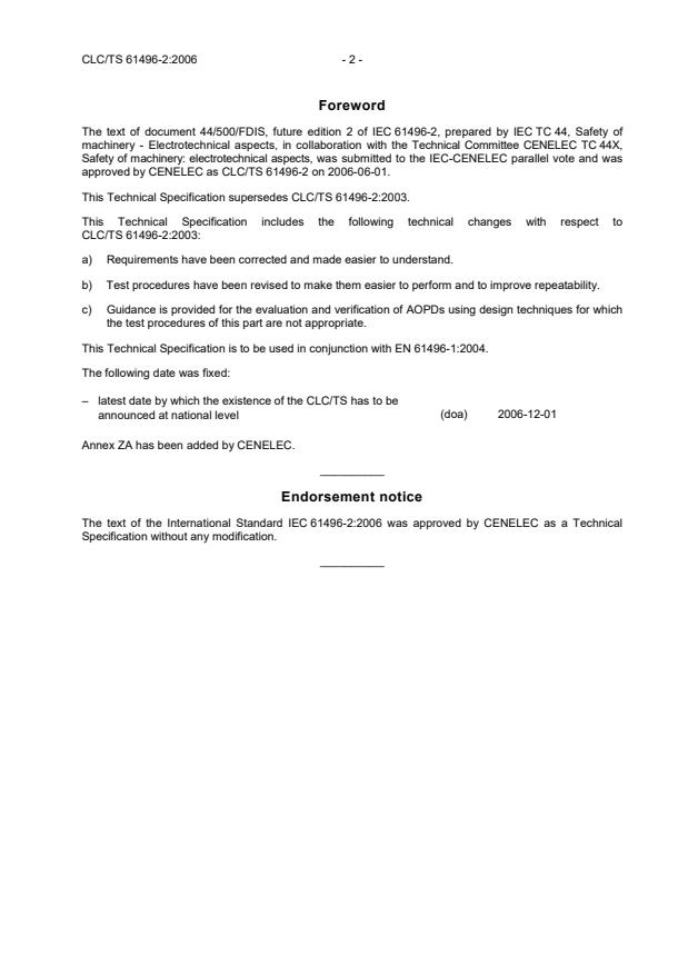 CLC/TS 61496-2:2006 TS CLC/TS 61496-2:2006 - Page 4 preview