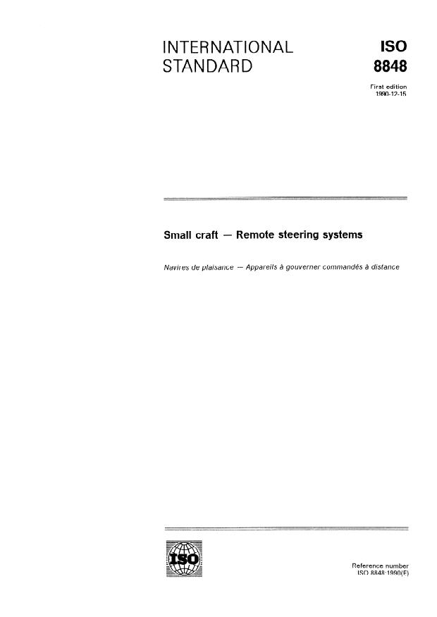 ISO 8848:1990 - Small craft -- Remote steering systems