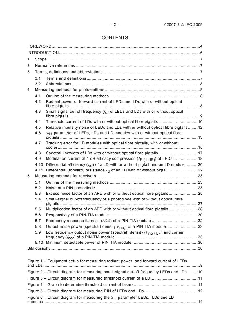 IEC 62007-2:2009 IEC 62007-2:2009 - Semiconductor optoelectronic devices for fibre optic system applications - Part 2: Measuring methods - Page 4 preview