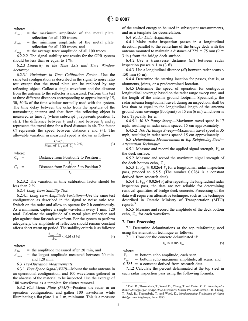 ASTM D6087-97e1 - Standard Test Method for Evaluating Asphalt-Covered Concrete Bridge Decks Using Ground Penetrating Radar