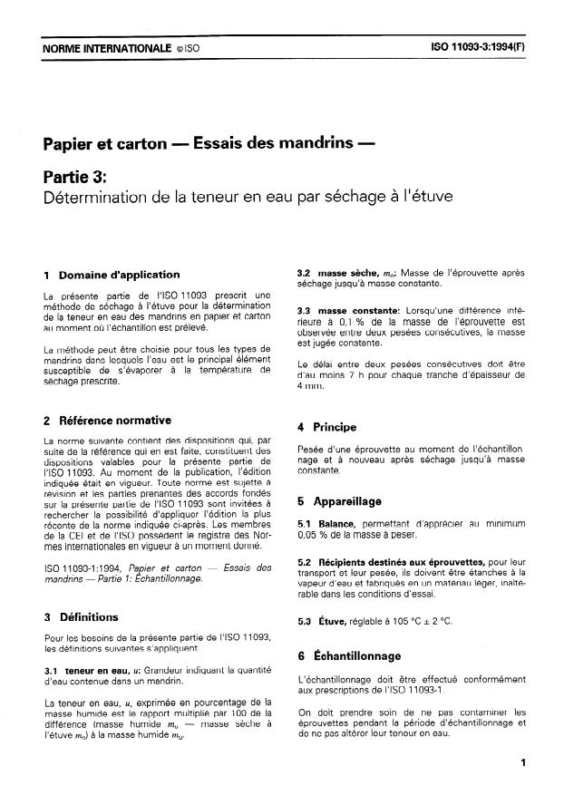 ISO 11093-3:1994 - Papier et carton -- Essais des mandrins