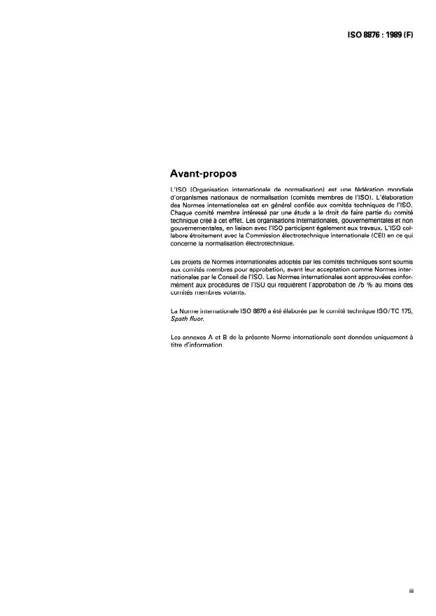 ISO 8876:1989 - Spaths fluor -- Analyse granulométrique par tamisage