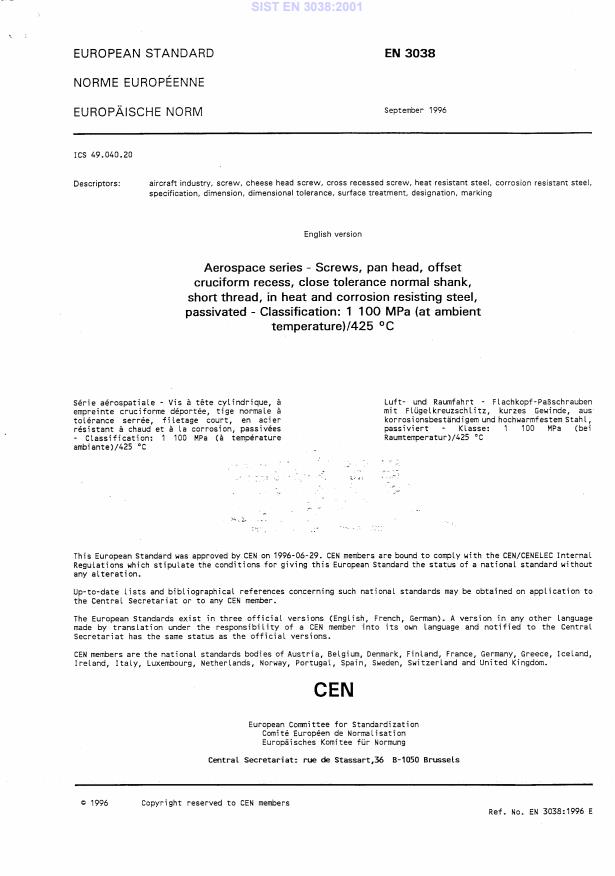 SIST EN 3038:2001 SIST EN 3038:2001