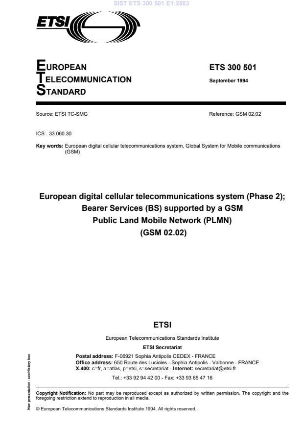 ETS 300 501 E1:2003