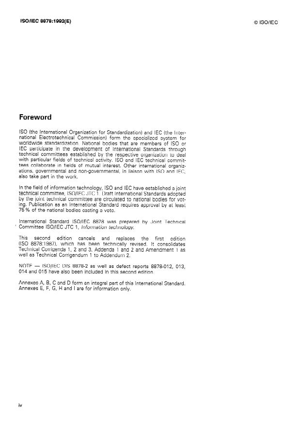 ISO/IEC 8878:1992 ISO/IEC 8878:1992 - Information technology -- Telecommunications and information exchange between systems -- Use of X.25 to provide the OSI Connection-mode Network Service - Page 4 preview