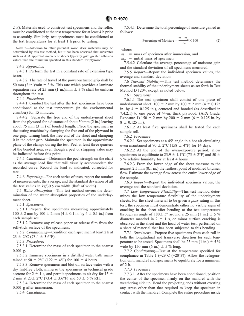 ASTM D1970-00 - Standard Specification for Self-Adhering Polymer Modified Bituminous Sheet Materials Used as Steep Roofing Underlayment for Ice Dam Protection