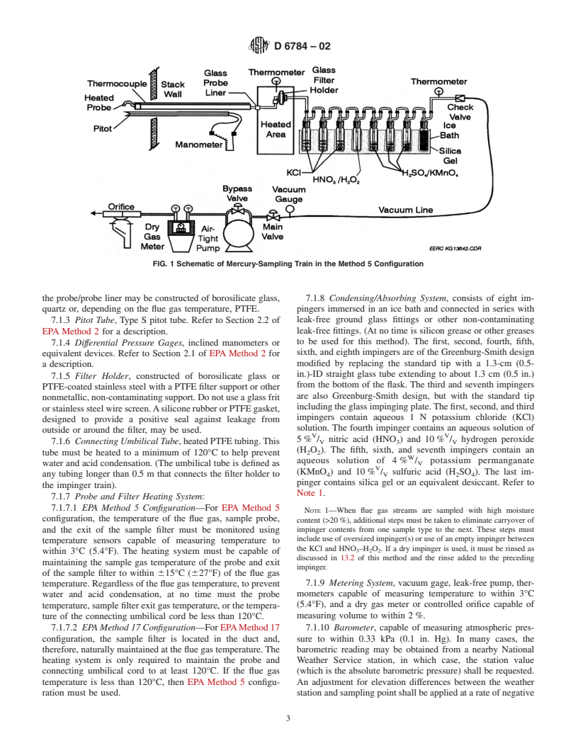 ASTM D6784-02 - Standard Test Method for Elemental, Oxidized, Particle-Bound and Total Mercury in Flue Gas Generated from Coal-Fired Stationary Sources (Ontario Hydro Method)