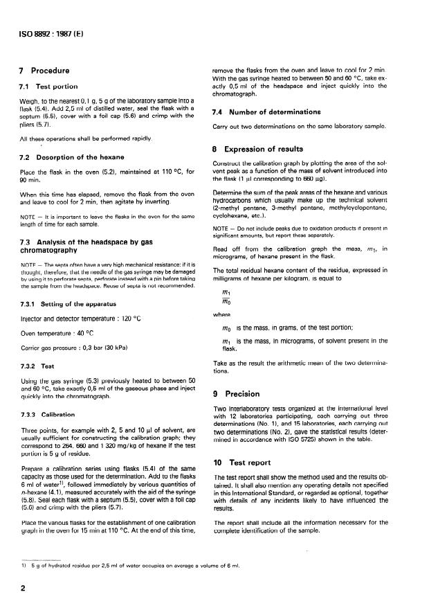 ISO 8892:1987 ISO 8892:1987 - Oilseed residues -- Determination of total residual hexane - Page 4 preview