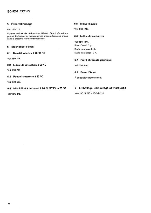 ISO 8896:1987 ISO 8896:1987 - Huile essentielle de carvi (Carum carvi Linnaeus) - Page 4 preview