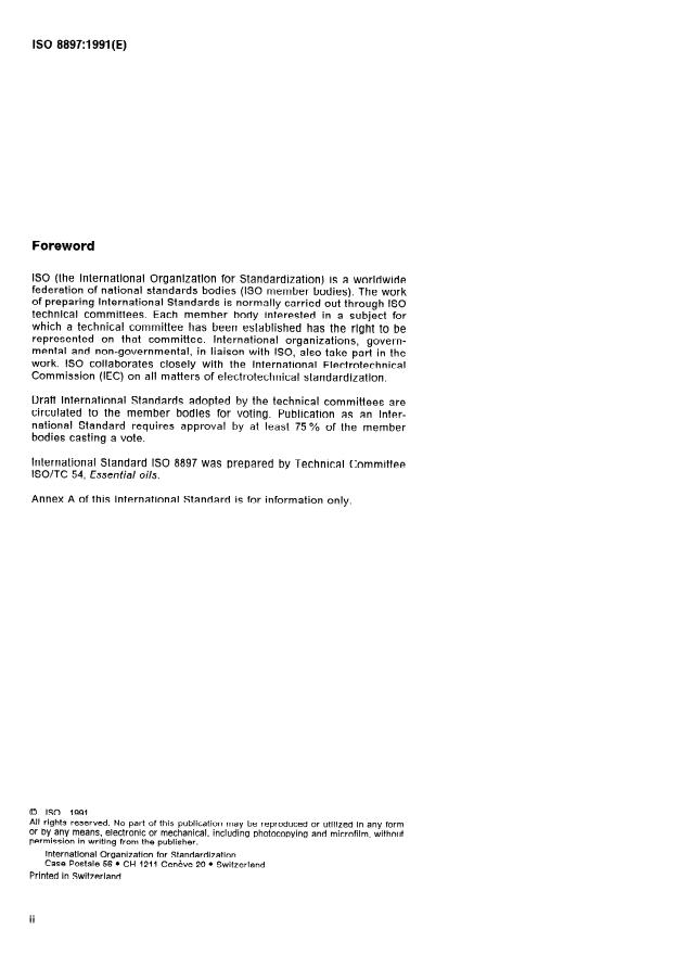 ISO 8897:1991 ISO 8897:1991 - Oil of juniper berry (Juniperus communis Linnaeus) - Page 2 preview