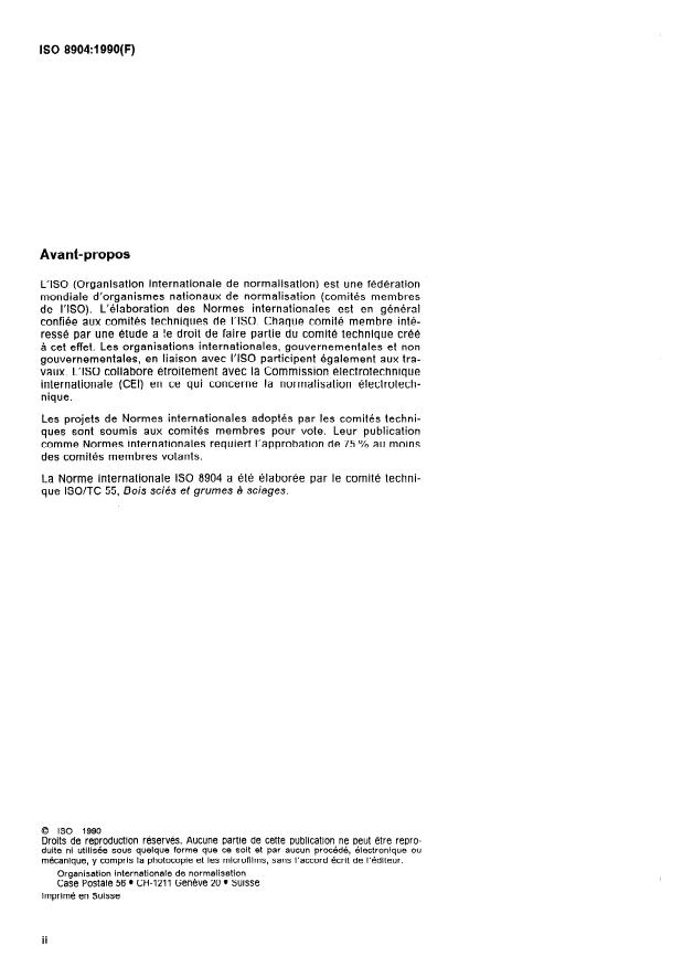 ISO 8904:1990 ISO 8904:1990 - Sciages de bois feuillus -- Dimensions -- Méthodes de mesurage - Page 2 preview