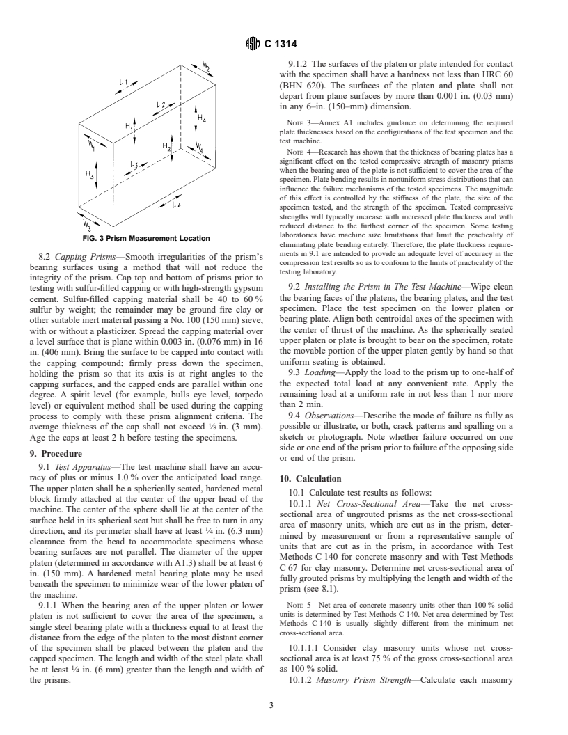 ASTM C1314-00a - Standard Test Method for Compressive Strength of Masonry Prisms