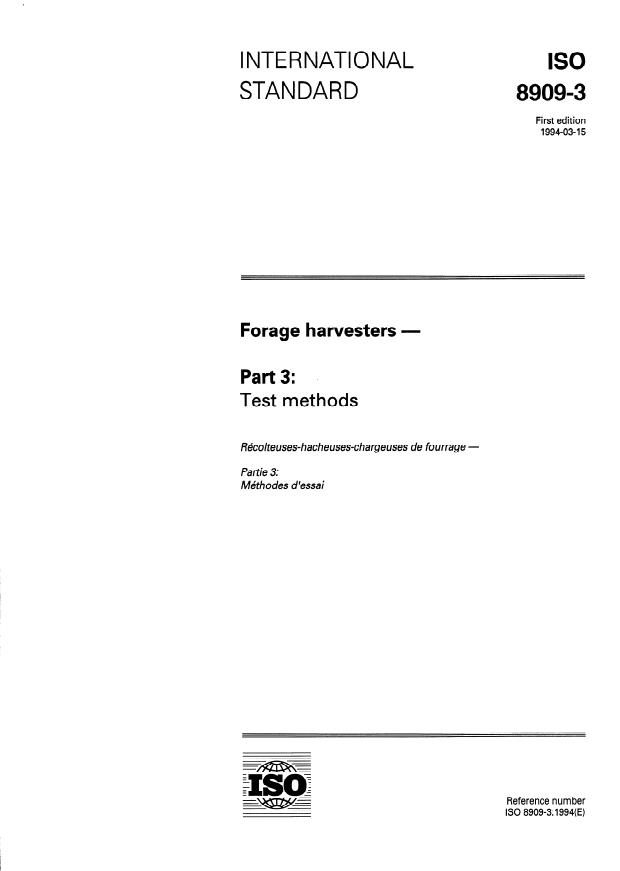 ISO 8909-3:1994 - Forage harvesters
