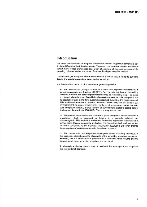 ISO 8916:1988 - Ethylene for industrial use -- Determination of traces of polar compounds -- Preparation of condensate samples by low-temperature scrubbing technique