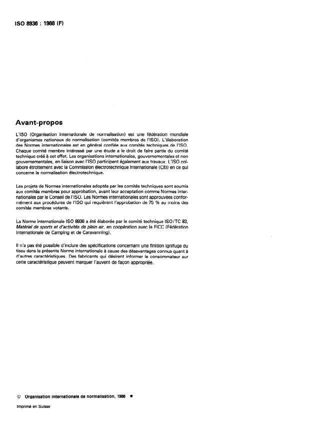ISO 8936:1988 ISO 8936:1988 - Auvents de caravane -- Exigences de sécurité - Page 2 preview