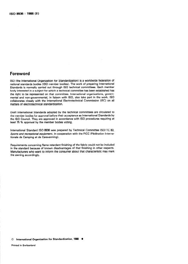 ISO 8936:1988 ISO 8936:1988 - Caravan awnings -- Safety requirements - Page 2 preview
