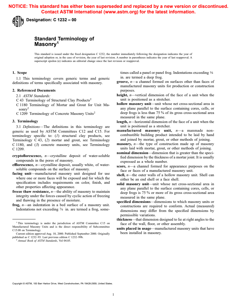 ASTM C1232-00 - Standard Terminology of Masonry