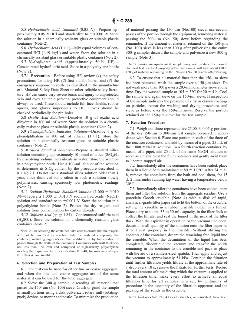 ASTM C289-01 - Standard Test Method for Potential Alkali-Silica Reactivity of Aggregates (Chemical Method)